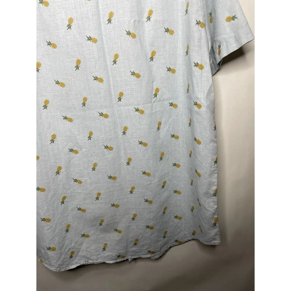 Banana Republic Mens size large Pineapple Print Linen Cotton Slim Fit Summer